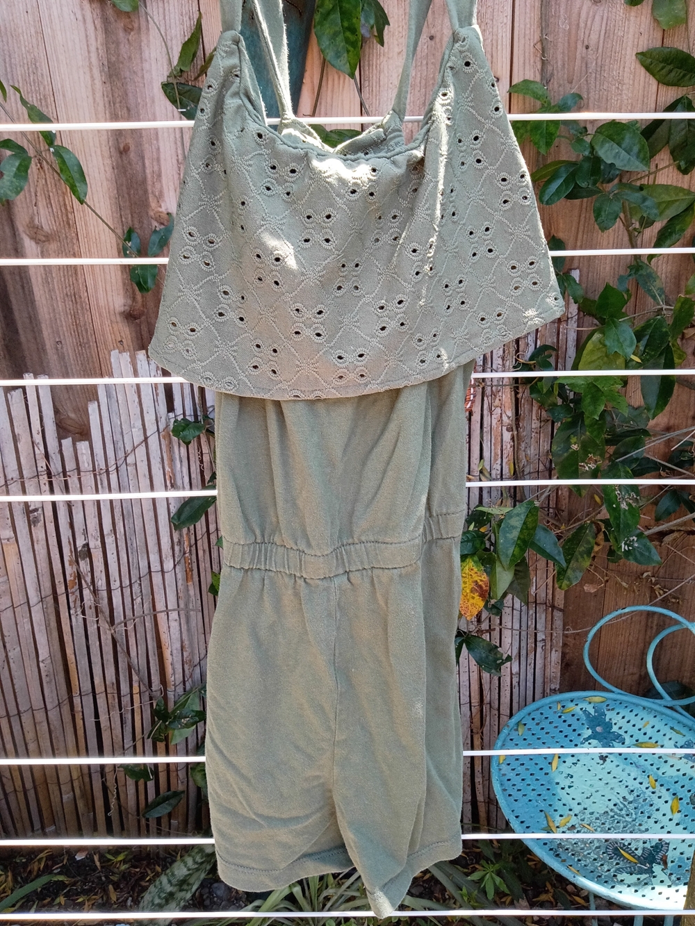 Old Navy Olive Eyelet Strapless Romper
